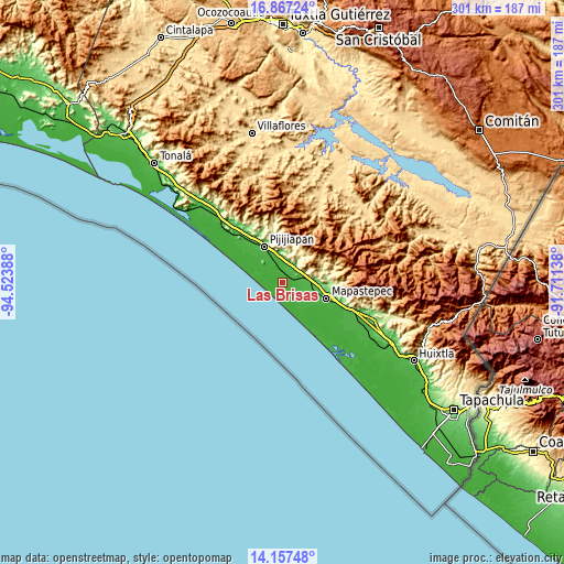 Topographic map of Las Brisas