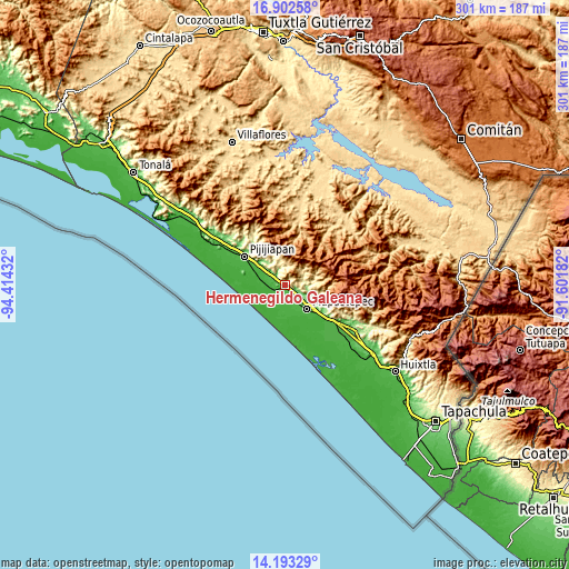 Topographic map of Hermenegildo Galeana