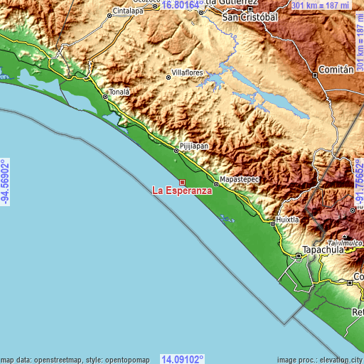 Topographic map of La Esperanza