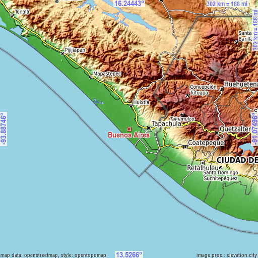 Topographic map of Buenos Aires