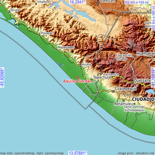 Topographic map of Aquiles Serdán