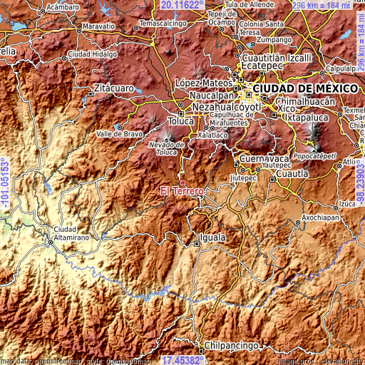 Topographic map of El Terrero