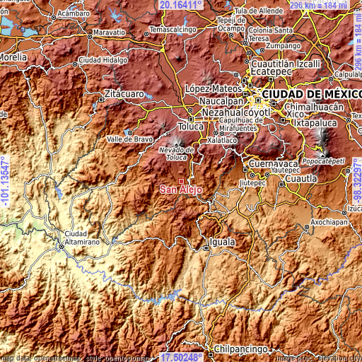 Topographic map of San Alejo