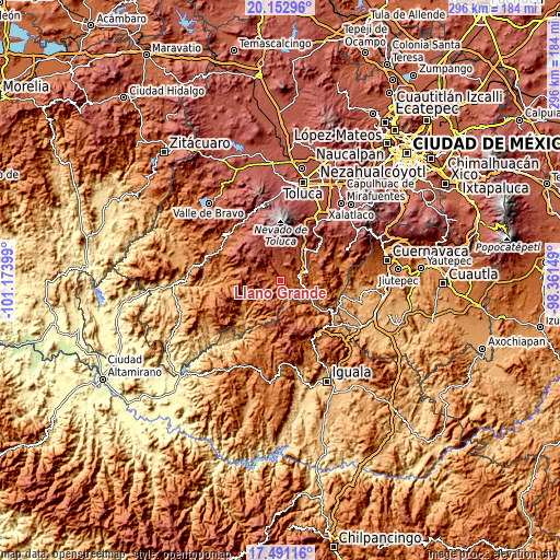 Topographic map of Llano Grande