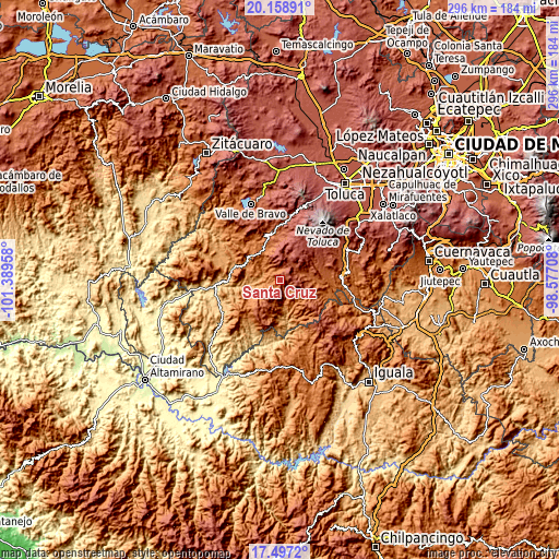 Topographic map of Santa Cruz