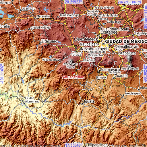 Topographic map of Ahuacatitlán