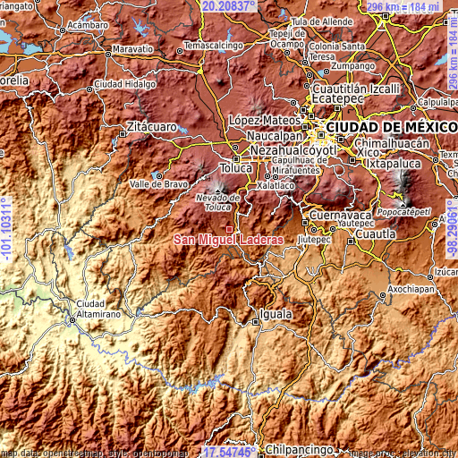 Topographic map of San Miguel Laderas