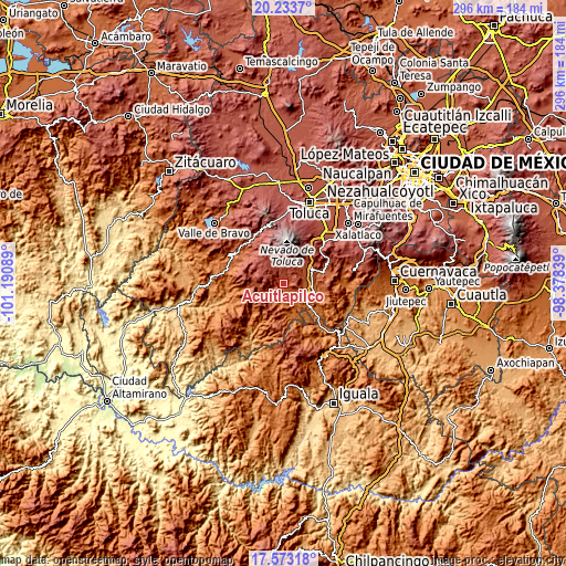 Topographic map of Acuitlapilco