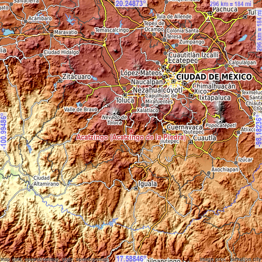 Topographic map of Acatzingo (Acatzingo de la Piedra)