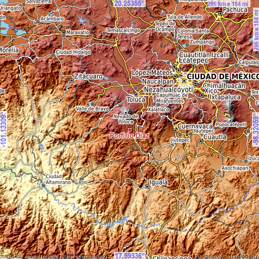 Topographic map of Porfirío Díaz