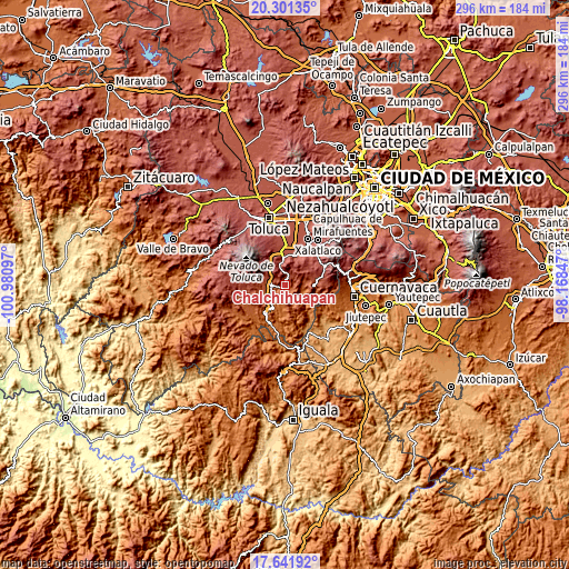 Topographic map of Chalchihuapan