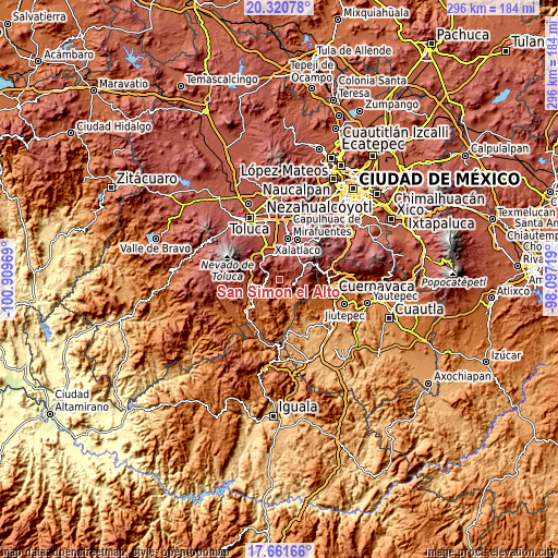 Topographic map of San Simón el Alto