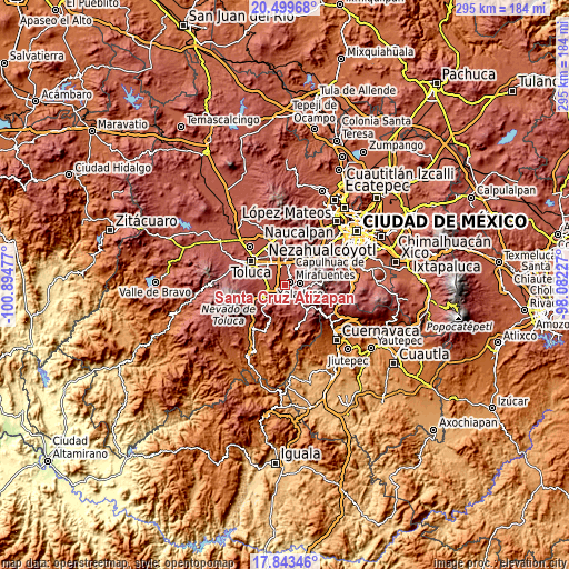 Topographic map of Santa Cruz Atizapán