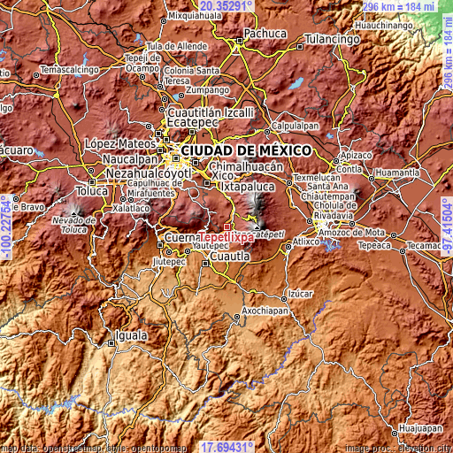 Topographic map of Tepetlixpa