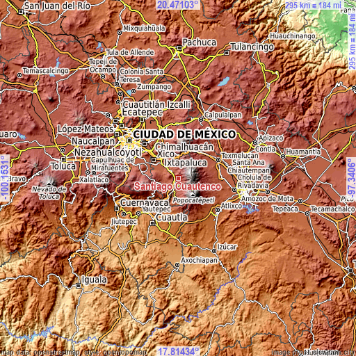 Topographic map of Santiago Cuautenco