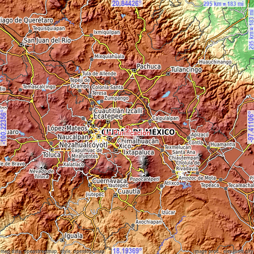 Topographic map of La Purificación