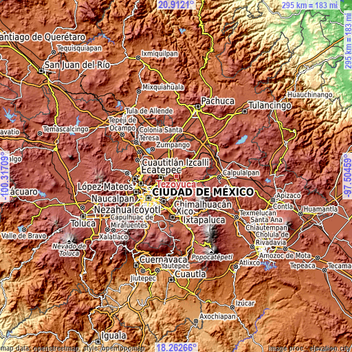 Topographic map of Tezoyuca