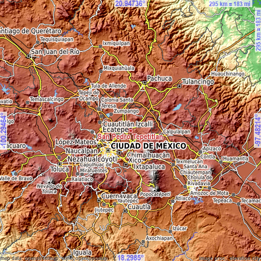 Topographic map of San Pedro Tepetitlán
