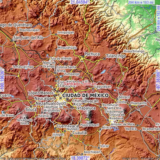 Topographic map of Santiago Tolman