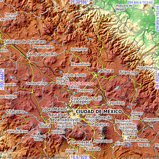 Topographic map of Tianguistongo