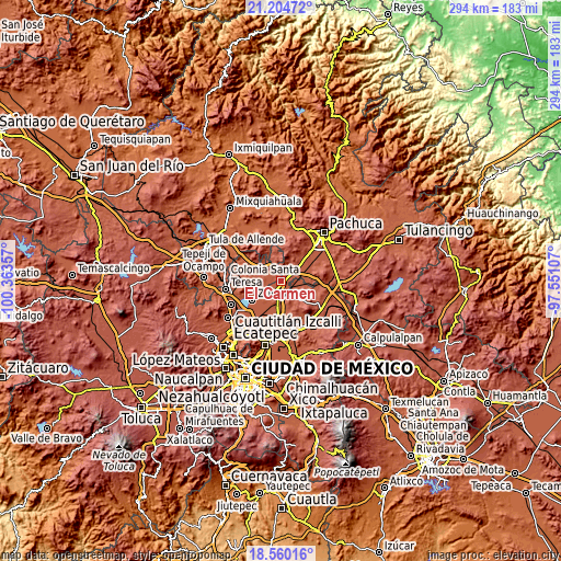 Topographic map of El Carmen