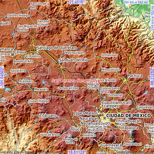 Topographic map of San Lorenzo Nenamicoyan