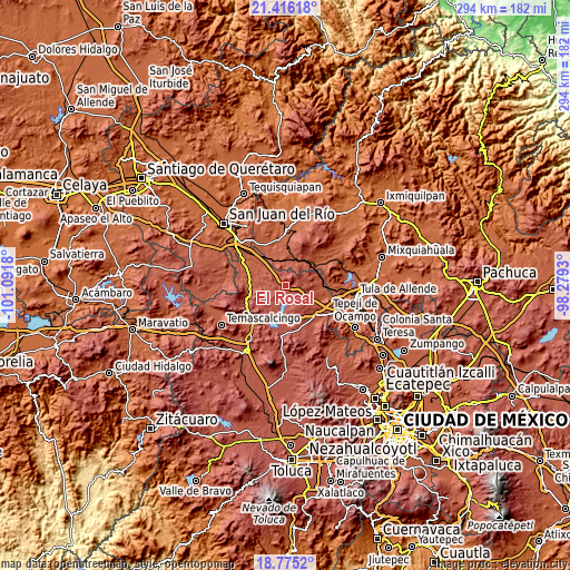 Topographic map of El Rosal