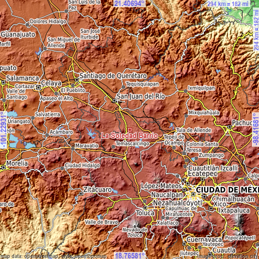 Topographic map of La Soledad Barrio