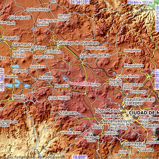 Topographic map of Puentecillas