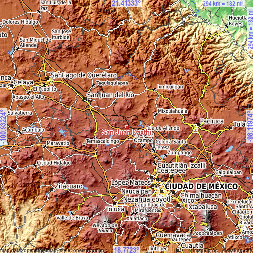 Topographic map of San Juan Daxthi