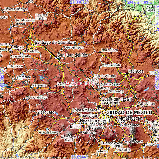 Topographic map of La Comunidad