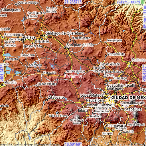 Topographic map of Boshindó