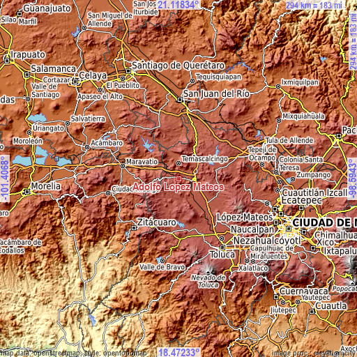 Topographic map of Adolfo López Mateos