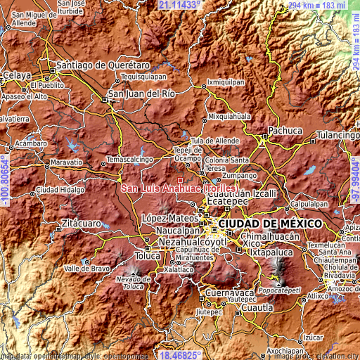 Topographic map of San Luis Anáhuac (Toriles)