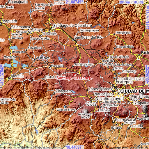 Topographic map of Santiago Casandeje