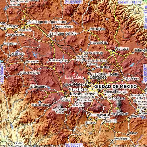 Topographic map of Los Arana