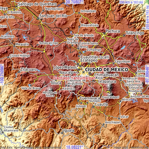 Topographic map of Santiago Yancuitlalpan
