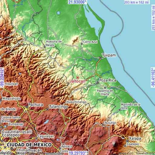 Topographic map of Jaltocan