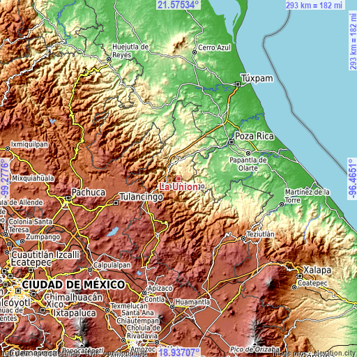 Topographic map of La Unión