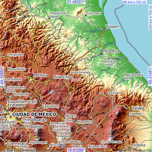 Topographic map of Tlaola