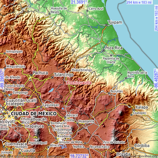 Topographic map of Xochicuautla