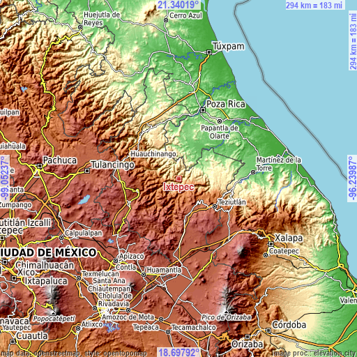 Topographic map of Ixtepec