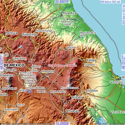 Topographic map of Guadalupe Sarabia