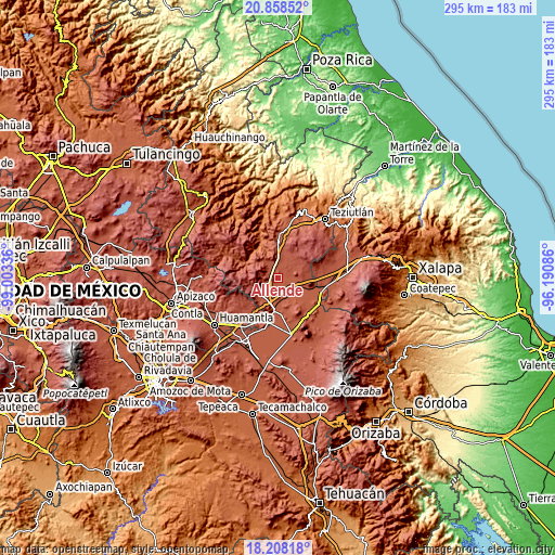 Topographic map of Allende