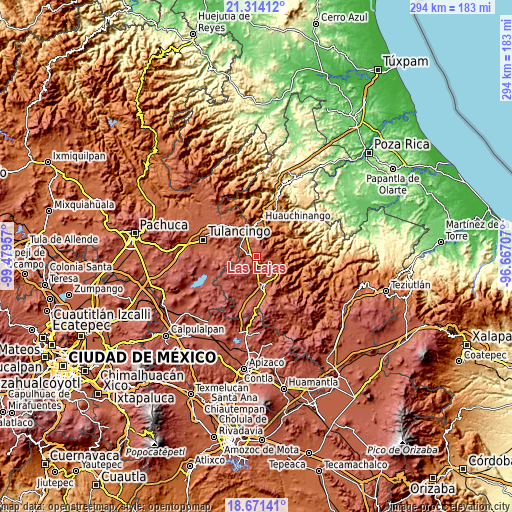 Topographic map of Las Lajas