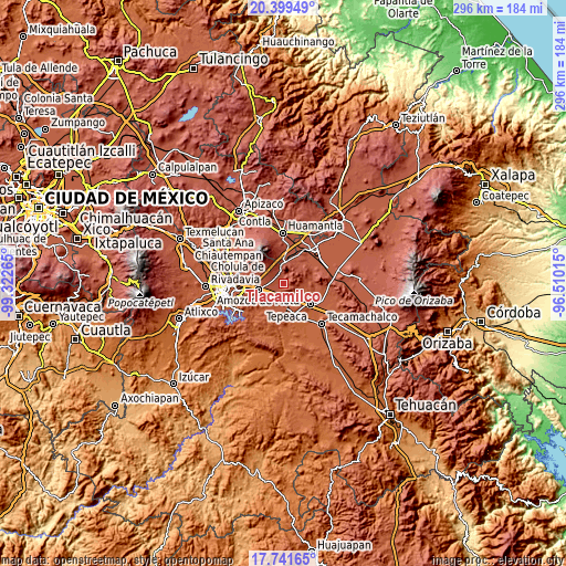 Topographic map of Tlacamilco