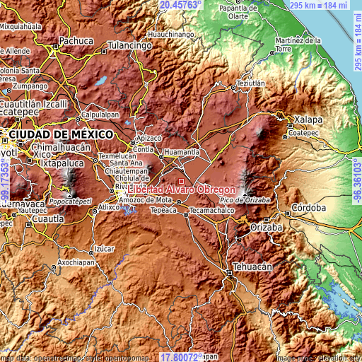 Topographic map of Libertad Álvaro Obregón