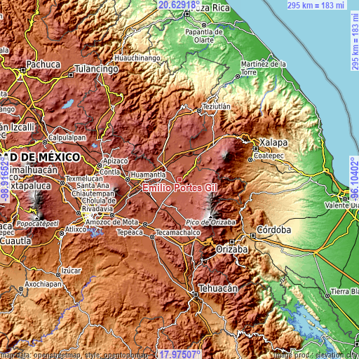 Topographic map of Emilio Portes Gil