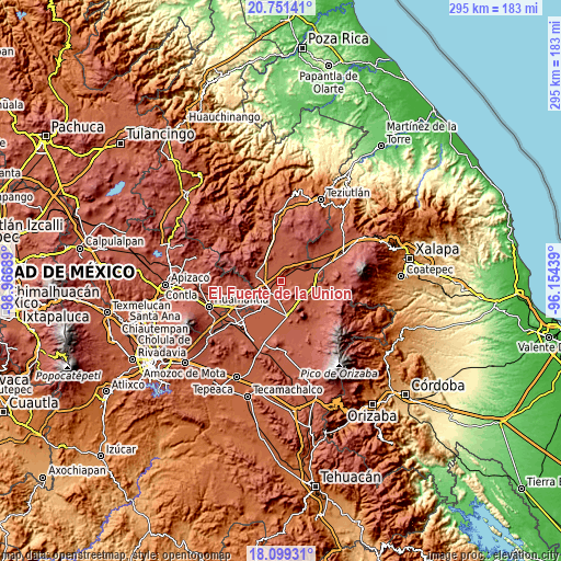 Topographic map of El Fuerte de la Unión