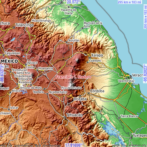 Topographic map of Francisco I. Madero